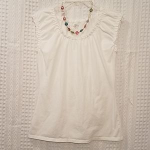 White Stretch Knit LOFT Top - M